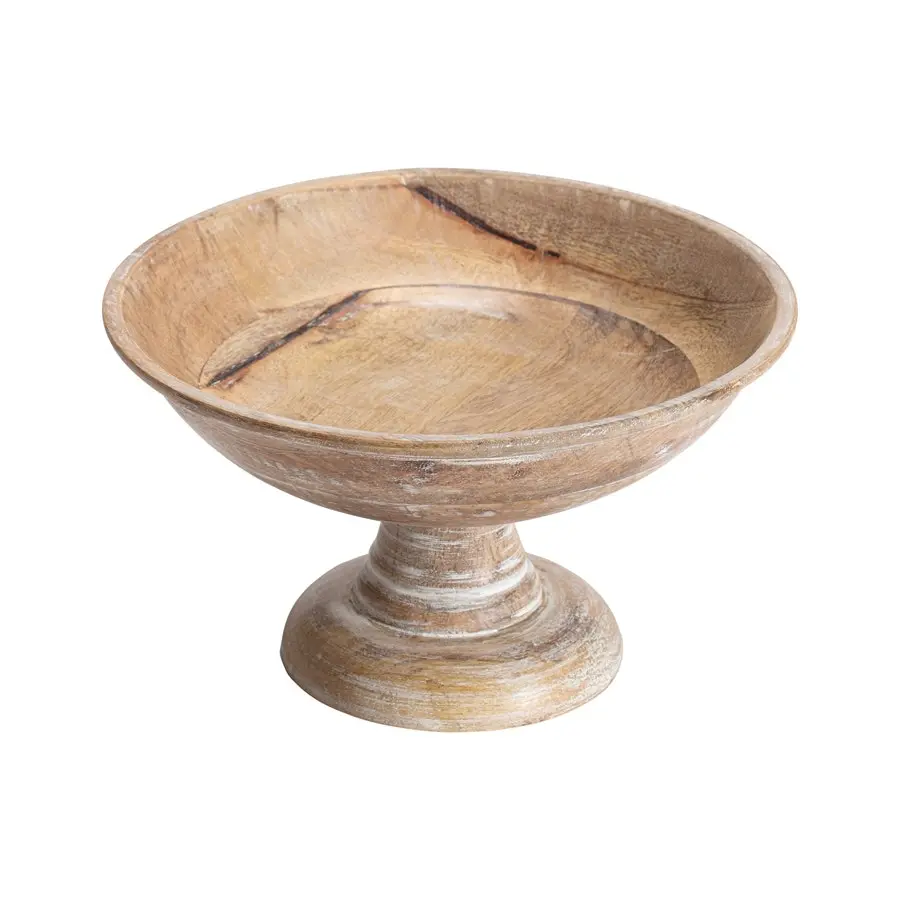 Handcrafted Wooden Footed Round Bowl 25cm