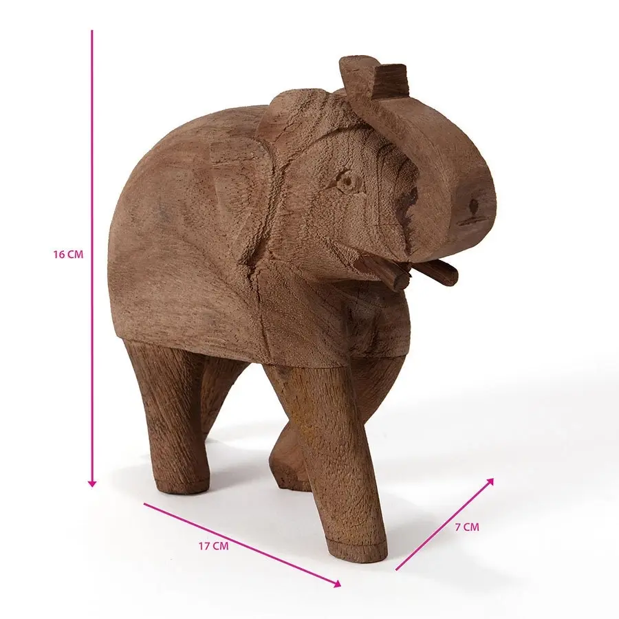 Willow & Silk Boho Tribal Wooden 18cm Brown Elephant/Animal Ornament