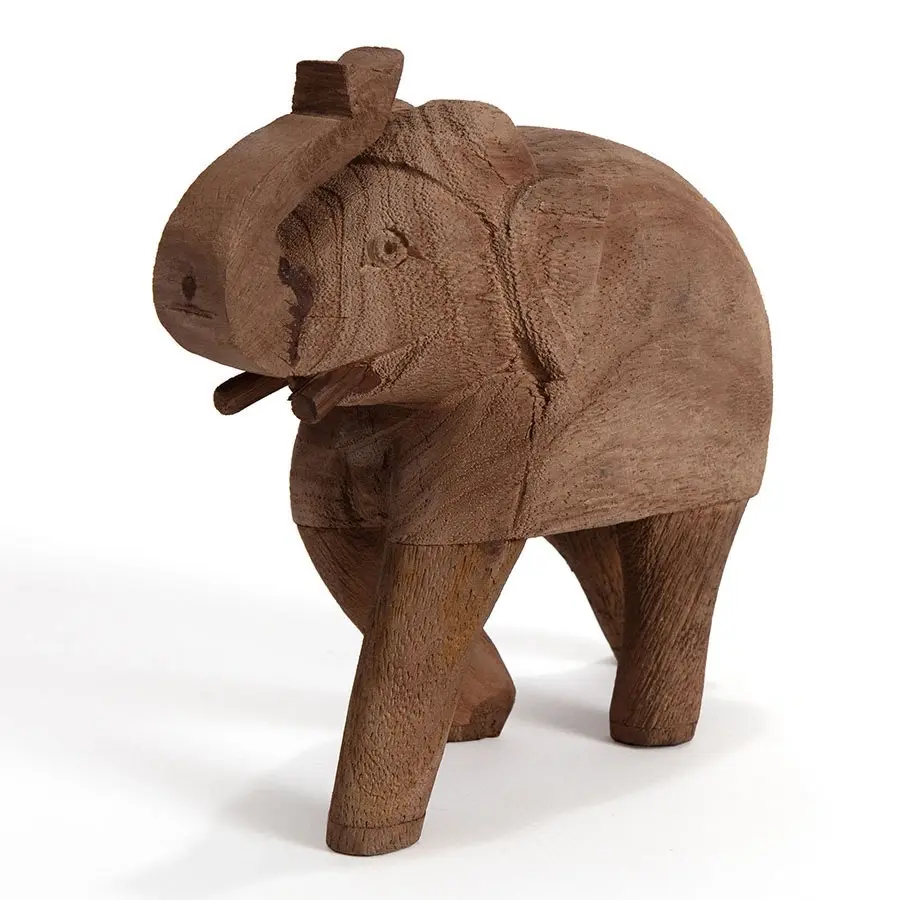 Willow & Silk Boho Tribal Wooden 18cm Brown Elephant/Animal Ornament