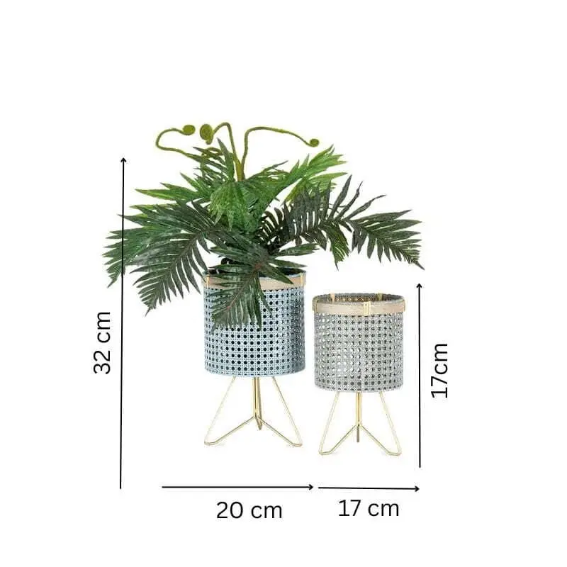 Willow & Silk Metal 32/28cm Set of 2 Cirque Footed Latticed Pot/Planters