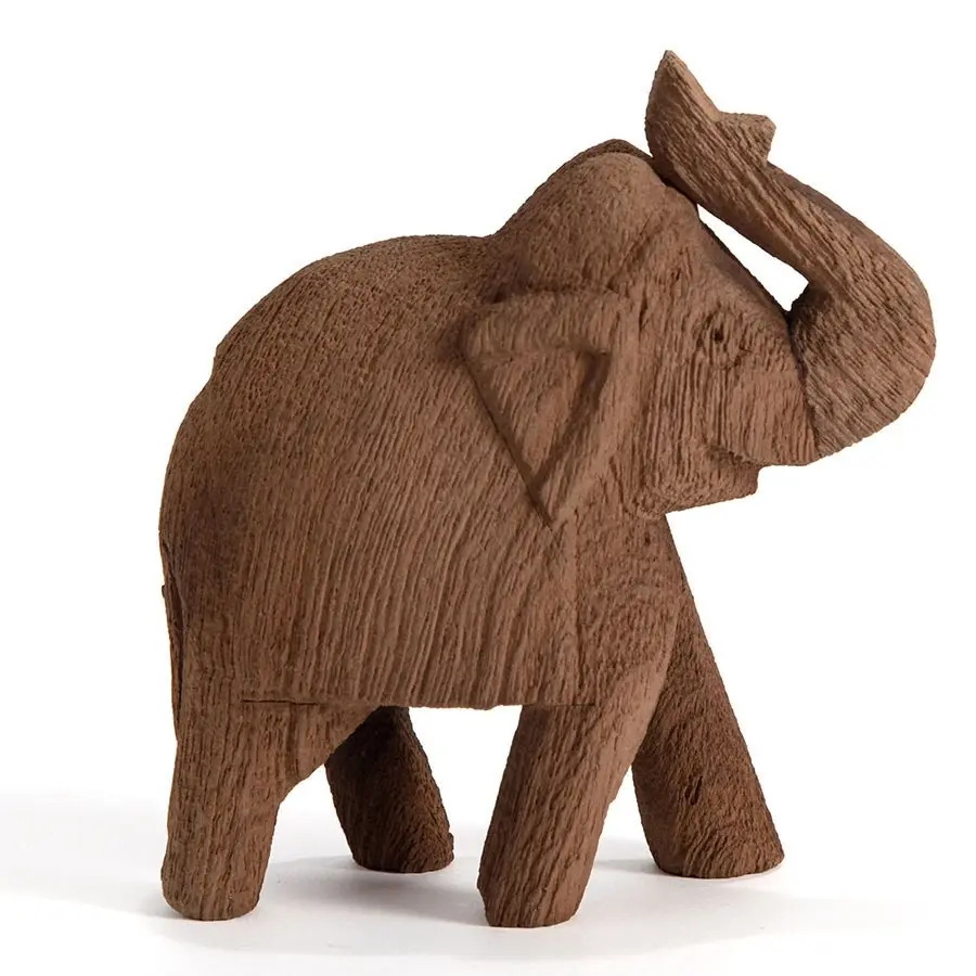 Willow & Silk Boho Tribal Wooden 12cm Brown Elephant/Animal Ornament