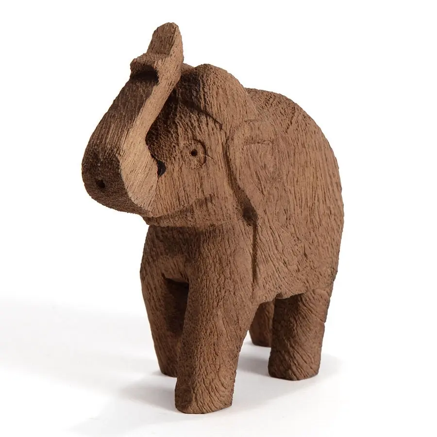 Willow & Silk Boho Tribal Wooden 12cm Brown Elephant/Animal Ornament