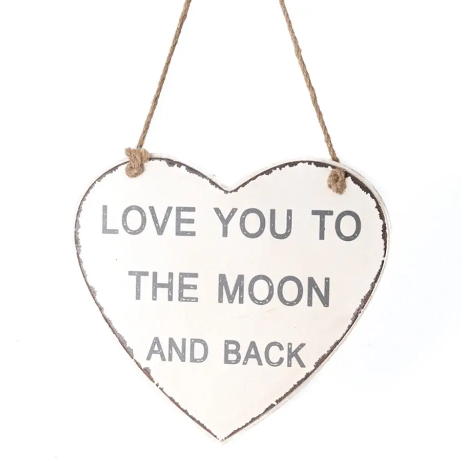 Willow & Silk Heart-Shape 22cm White 'Love You To The Moon' Sign Wall Art