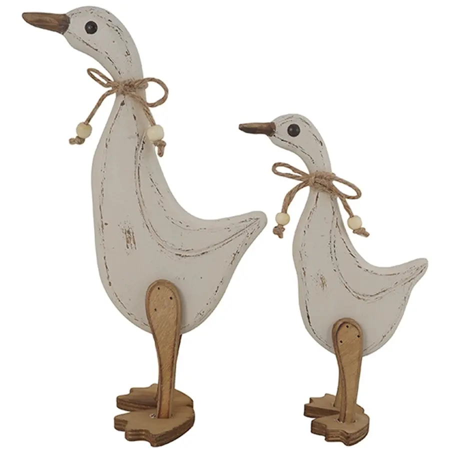 Willow & Silk Set of 2 Shabby Chic Mum & Child Duck Figurines