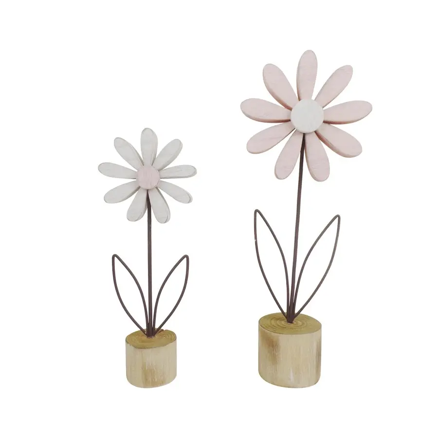 Willow & Silk 36cm/27.5cm Set of 2 Pastel & Rust Flowers Ornament