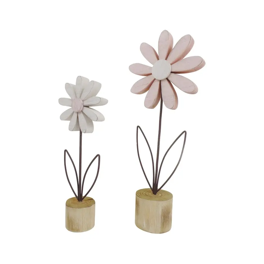 Willow & Silk 36cm/27.5cm Set of 2 Pastel & Rust Flowers Ornament