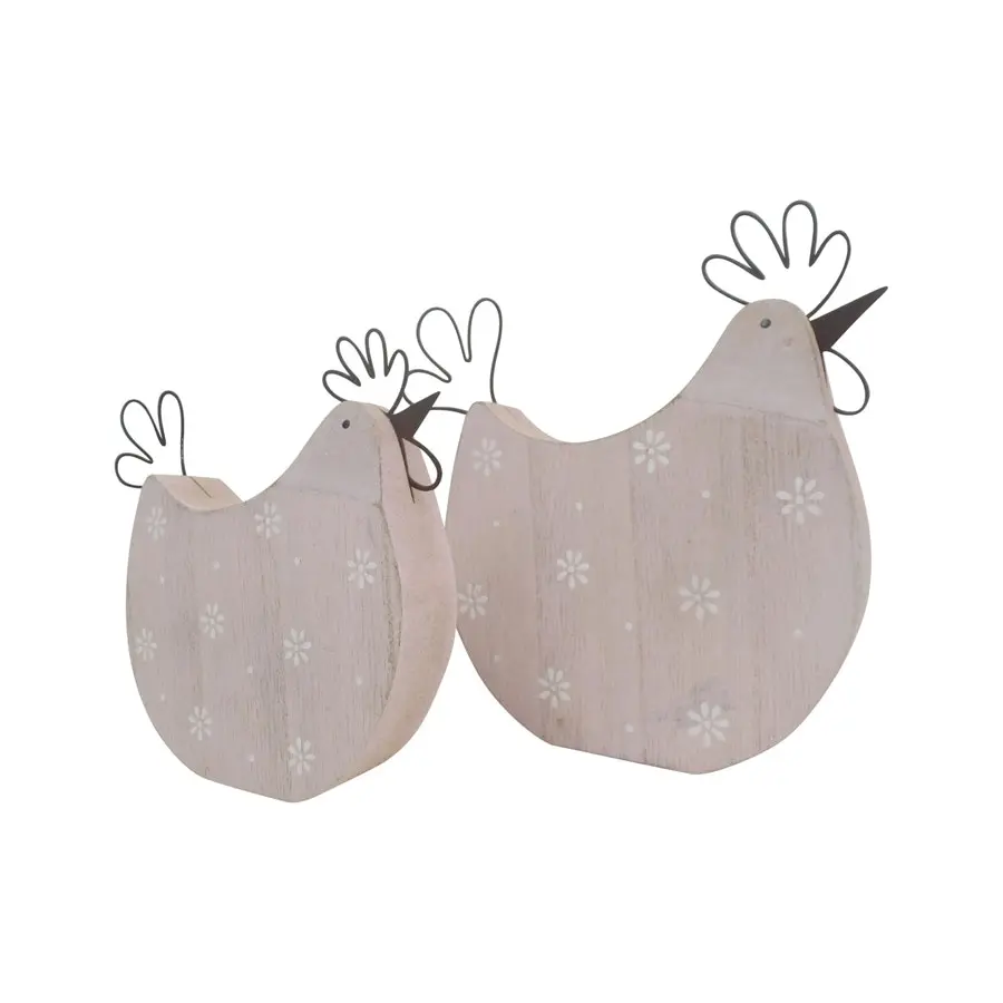 Willow & Silk Set of 2 Pink 17cm/12.5cm Polka Dot Chook Ornaments