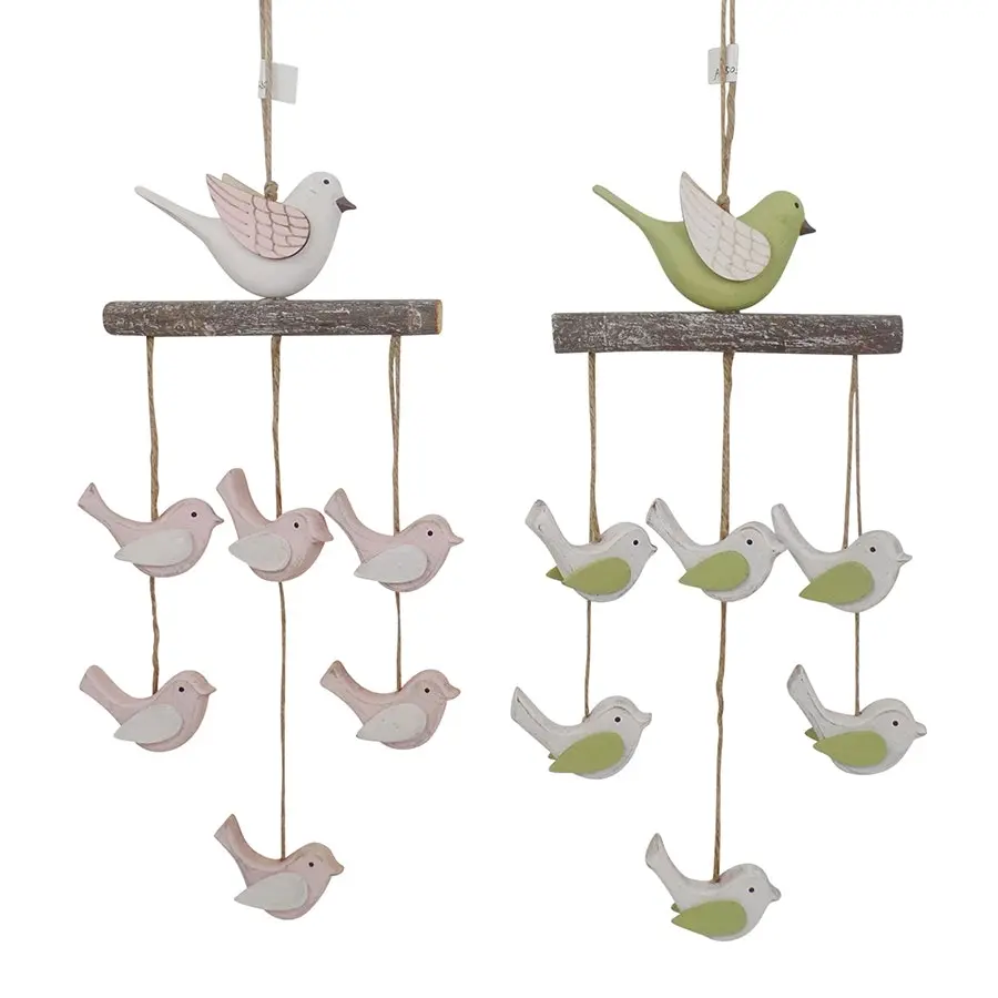 Willow & Silk Hanging Set of 2 Wooden 42cm Flying Bird Flocks Wall Accent