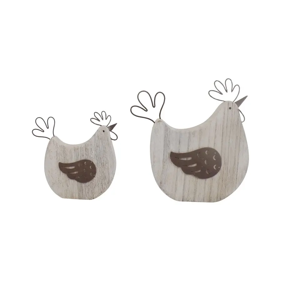 Willow & Silk Set of 2 Rustic 17cm/12.5cm Polka Dot Chook Ornaments