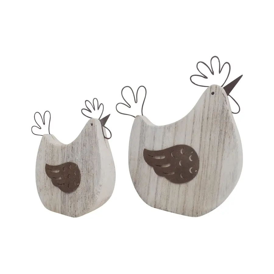 Willow & Silk Set of 2 Rustic 17cm/12.5cm Polka Dot Chook Ornaments