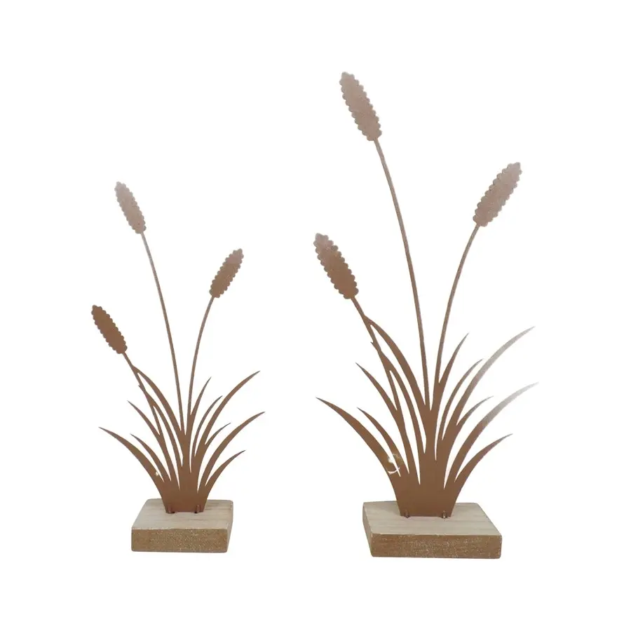 Willow & Silk Rustic Bulrush 30.5cm/23cm Set of 2 Table Ornaments