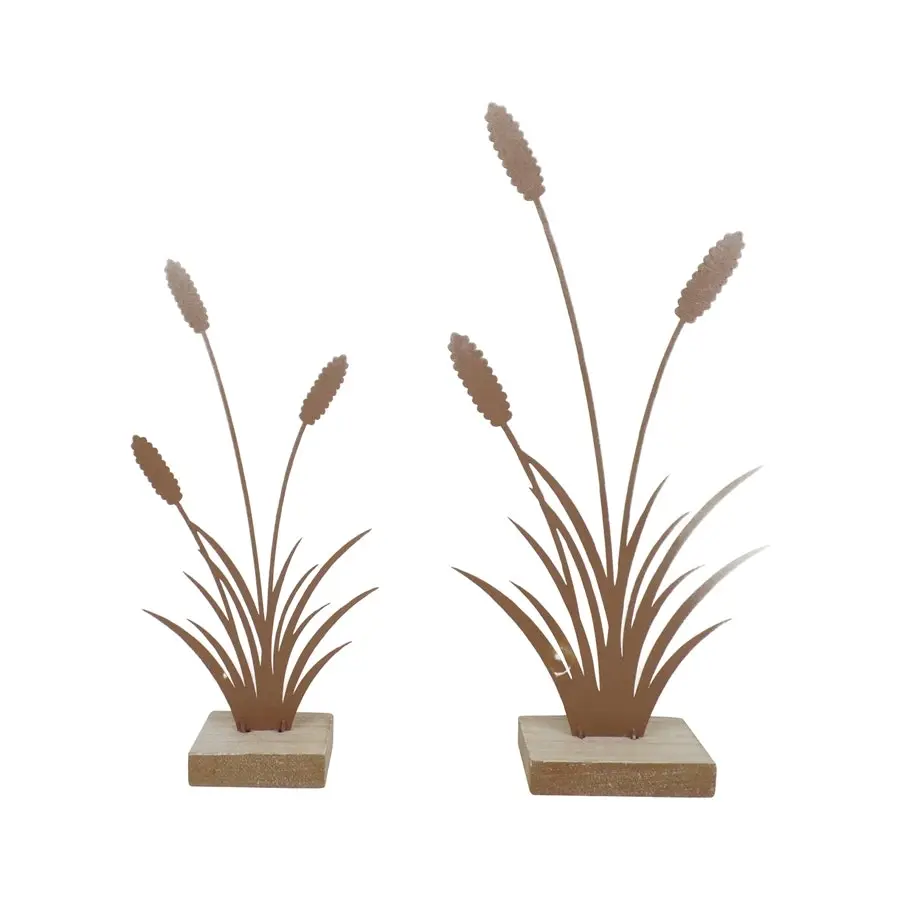 Willow & Silk Rustic Bulrush 30.5cm/23cm Set of 2 Table Ornaments