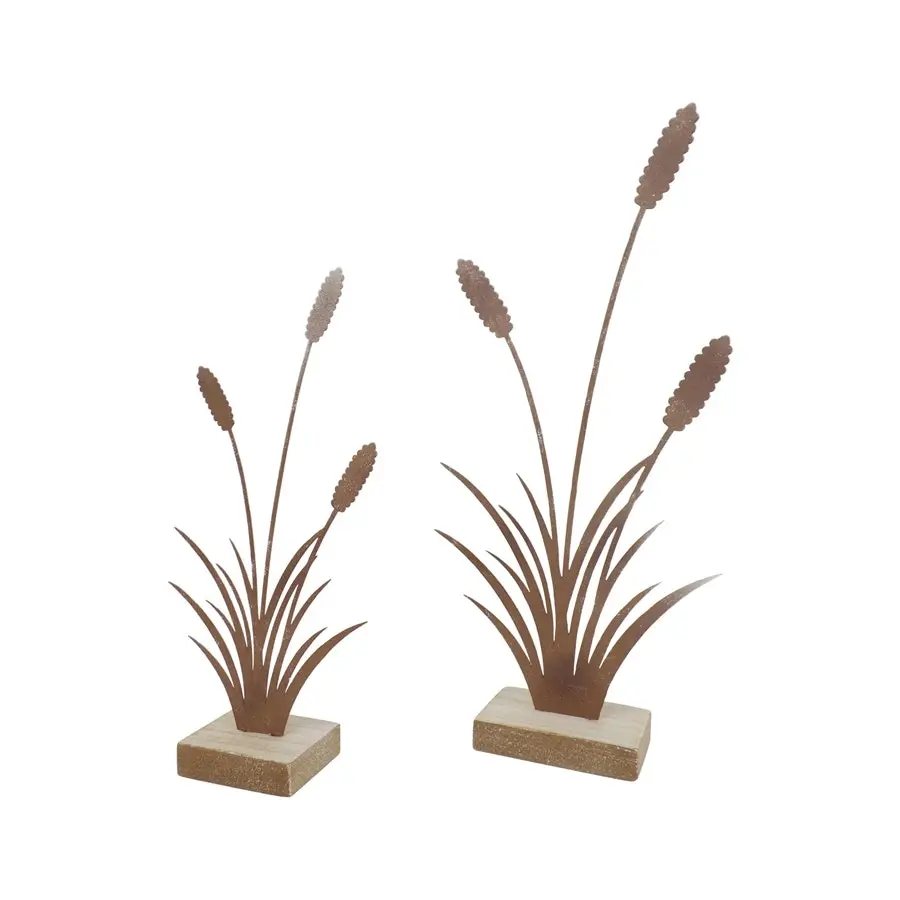 Willow & Silk Rustic Bulrush 30.5cm/23cm Set of 2 Table Ornaments