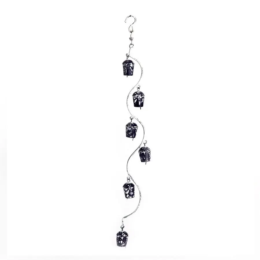 Willow & Silk Hanging 76cm Grey Metal Wind Chime Bell/Wall Art