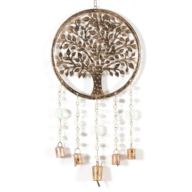 Willow & Silk Handmade Metal 64cm Tree of Life w/ Beads & Bells Wind Chimes