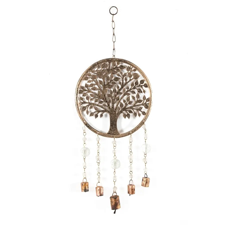 Willow & Silk Handmade Metal 64cm Tree of Life w/ Beads & Bells Wind Chimes