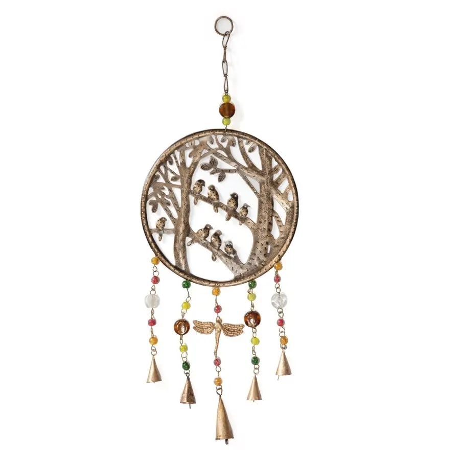 Willow & Silk Handmade 60cm Hanging Birds/Dragonfly/Beads Wind Chime