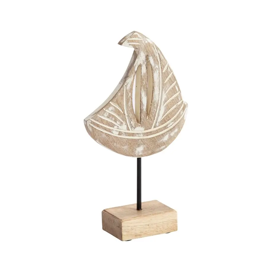 Willow & Silk Wooden 30cm Nautical Sailboat White Tabletop Ornament