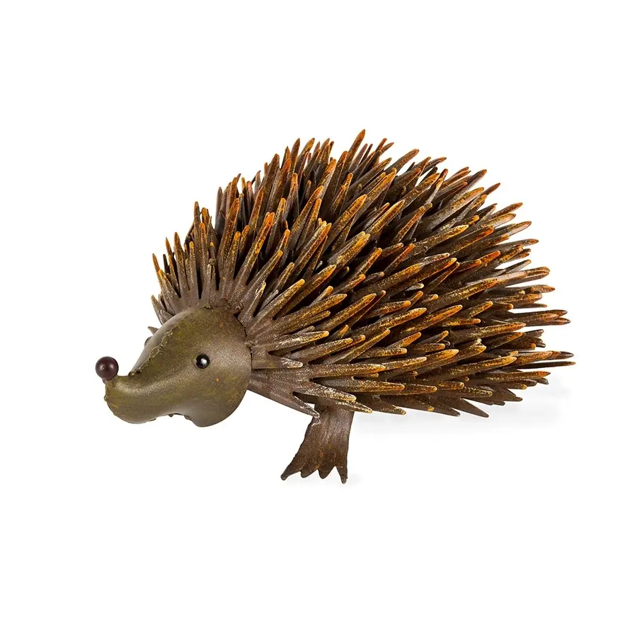 Willow & Silk 34cm Rusty Metal Hedgehog Garden Figurine