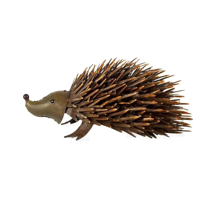 Willow & Silk 34cm Rusty Metal Hedgehog Garden Figurine