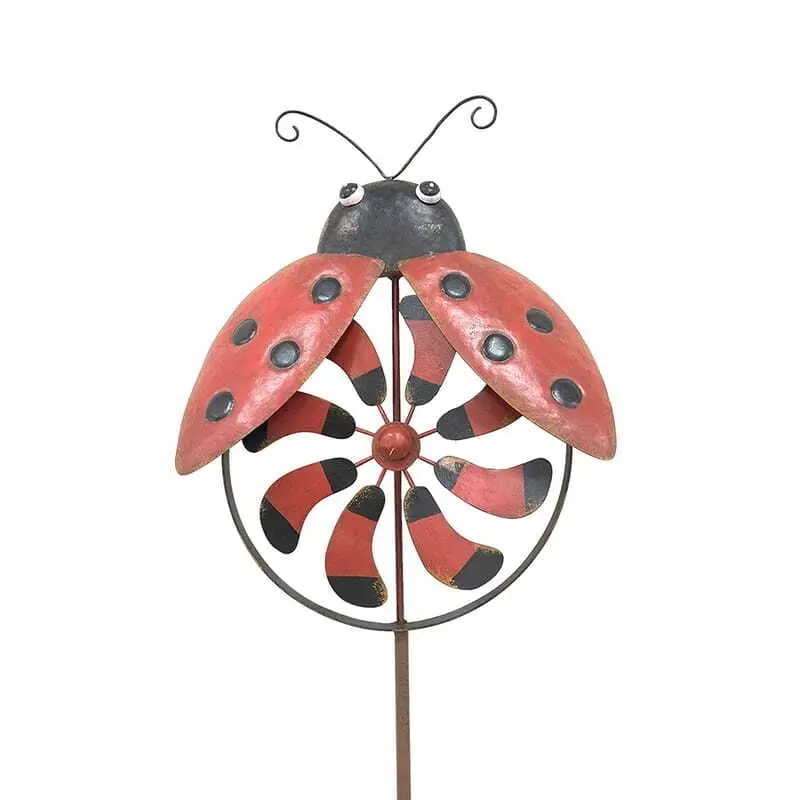 Willow & Silk Metal 150cm Lady Bird Wind Spinner Garden Stake