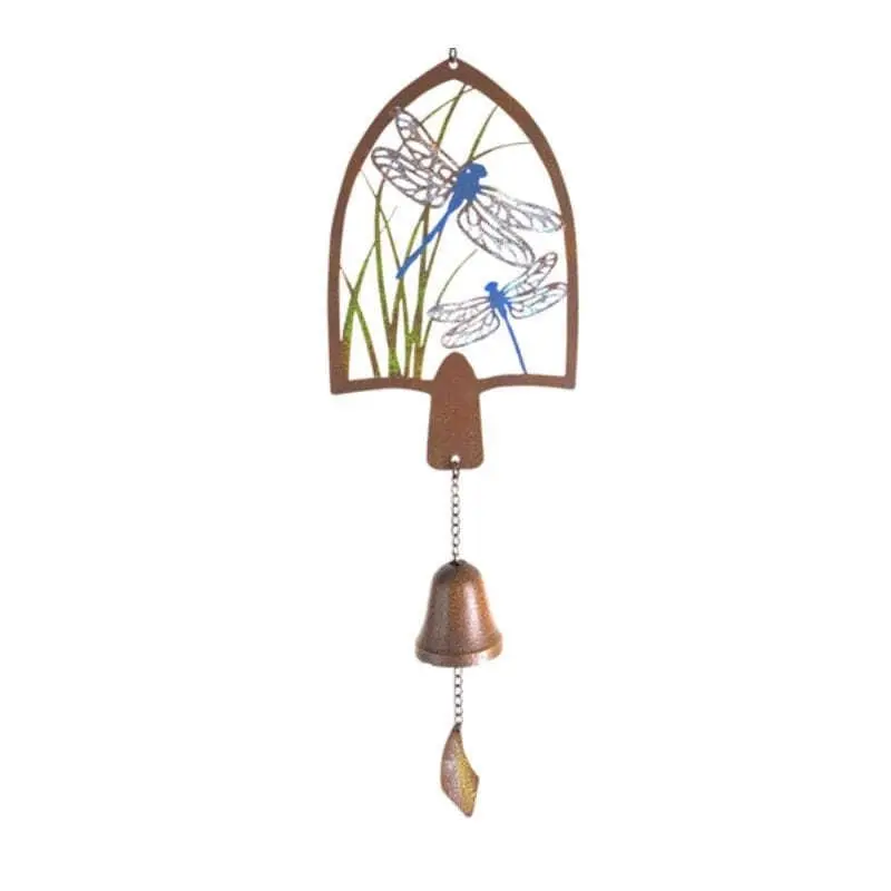 Dragonfly & Leaves Design Metal Hanging Bell