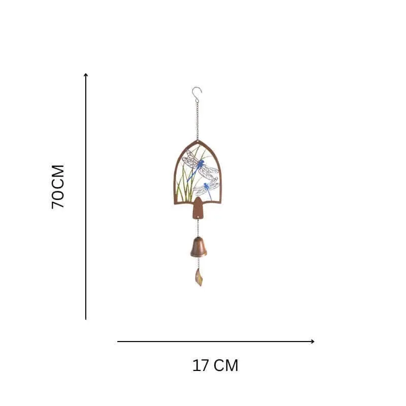 Dragonfly & Leaves Design Metal Hanging Bell