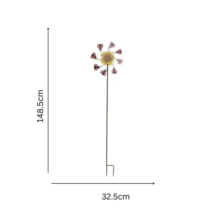 Willow & Silk Metal 148cm Lady Bird Wind Spinner Outdoor/Garden Stake