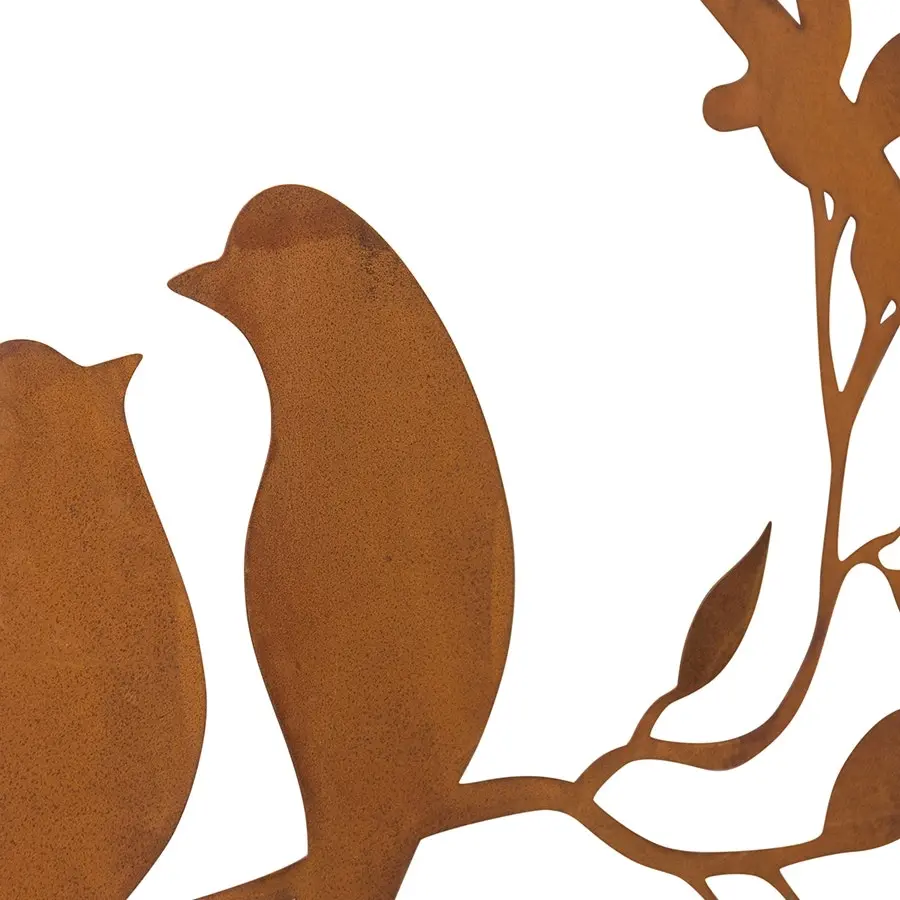 Willow & Silk Laser Cut 60cm Rusty Metal 'Love Birds/Nature' Round Wall Art