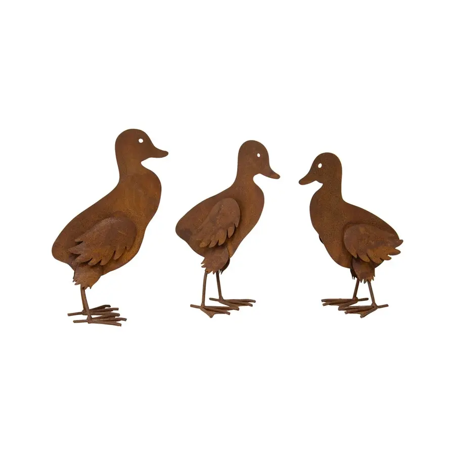 Willow & Silk Rustic Metal 22/21/20cm Baby Duck Garden Figurines Set of 3