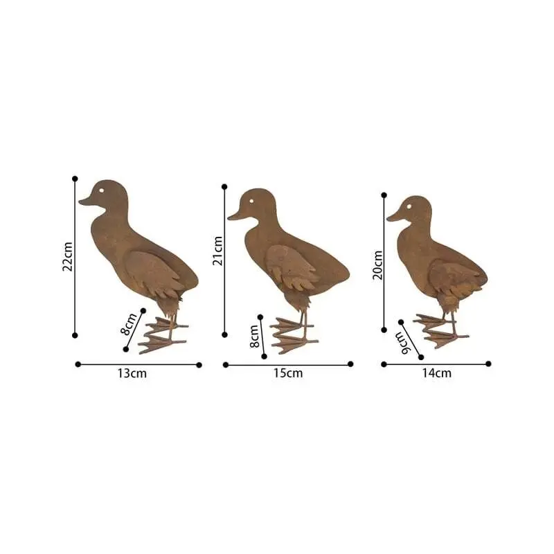 Willow & Silk Rustic Metal 22/21/20cm Baby Duck Garden Figurines Set of 3