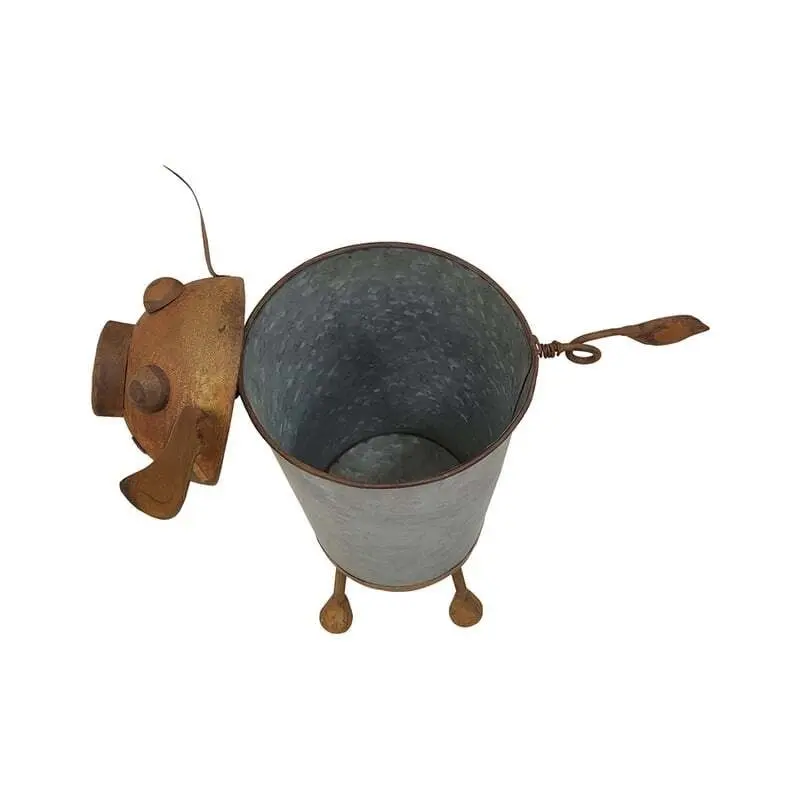 Willow & Silk Metal 36cm Rustic Pig Garden Pot/Planter