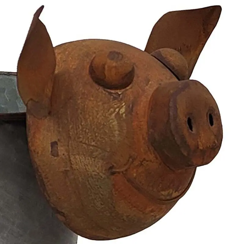 Willow & Silk Metal 36cm Rustic Pig Garden Pot/Planter