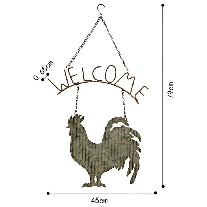 Willow & Silk Hanging 79cm Rustic Rooster Welcome Sign Wall Art