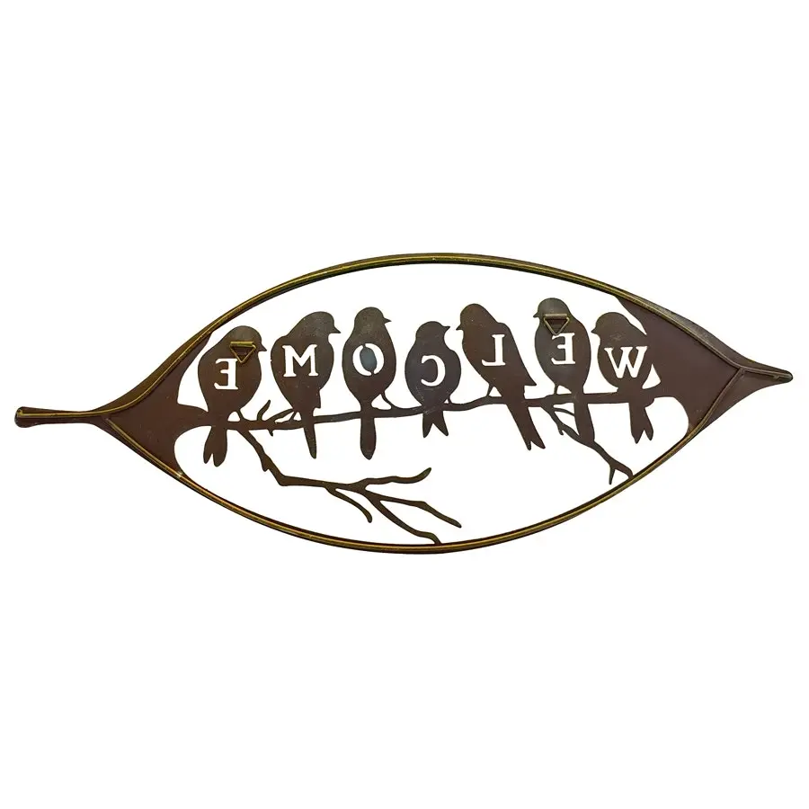 Willow & Silk Coloured Birds 'WELCOME' Sign Wall Art