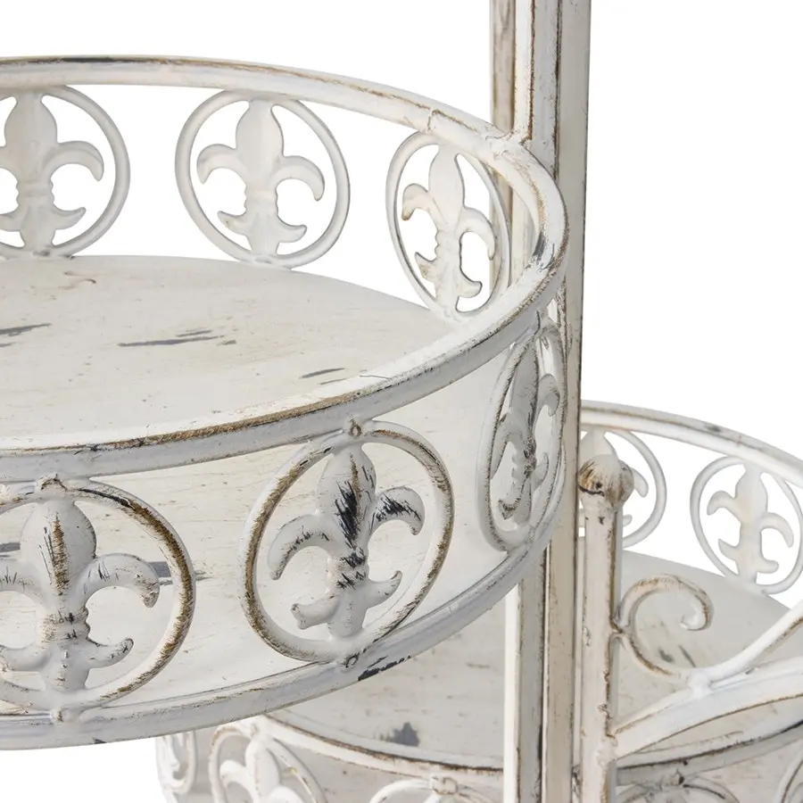 Willow & Silk Metal 76cm White Ornate 3-Tier Garden Pot/Planter Stand