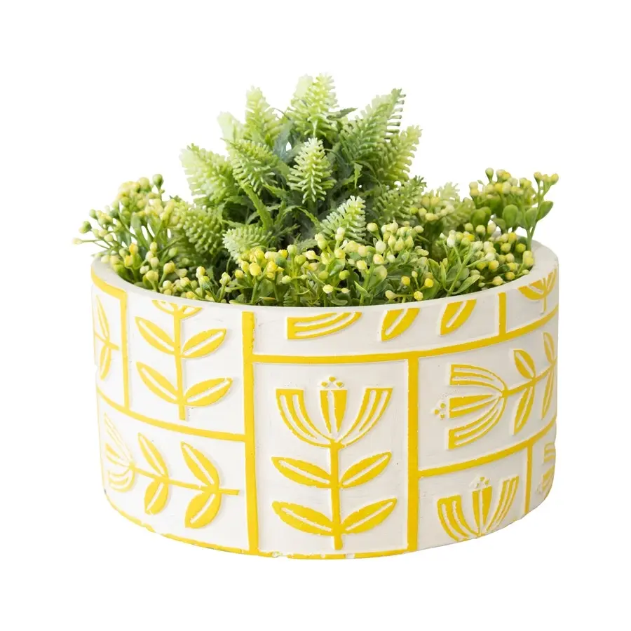 Willow & Silk Yellow Flower Art Planter