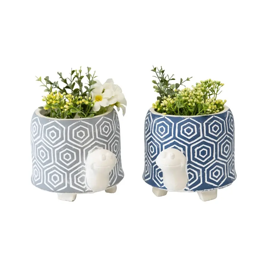 Willow & Silk Tortoise Succulent Planters/Pots 16cm Set of 2