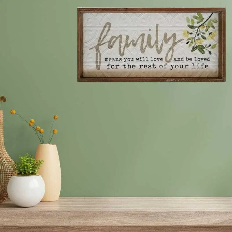 Willow & Silk Timber Framed 60cm 'Family Love' Sign Wall Art