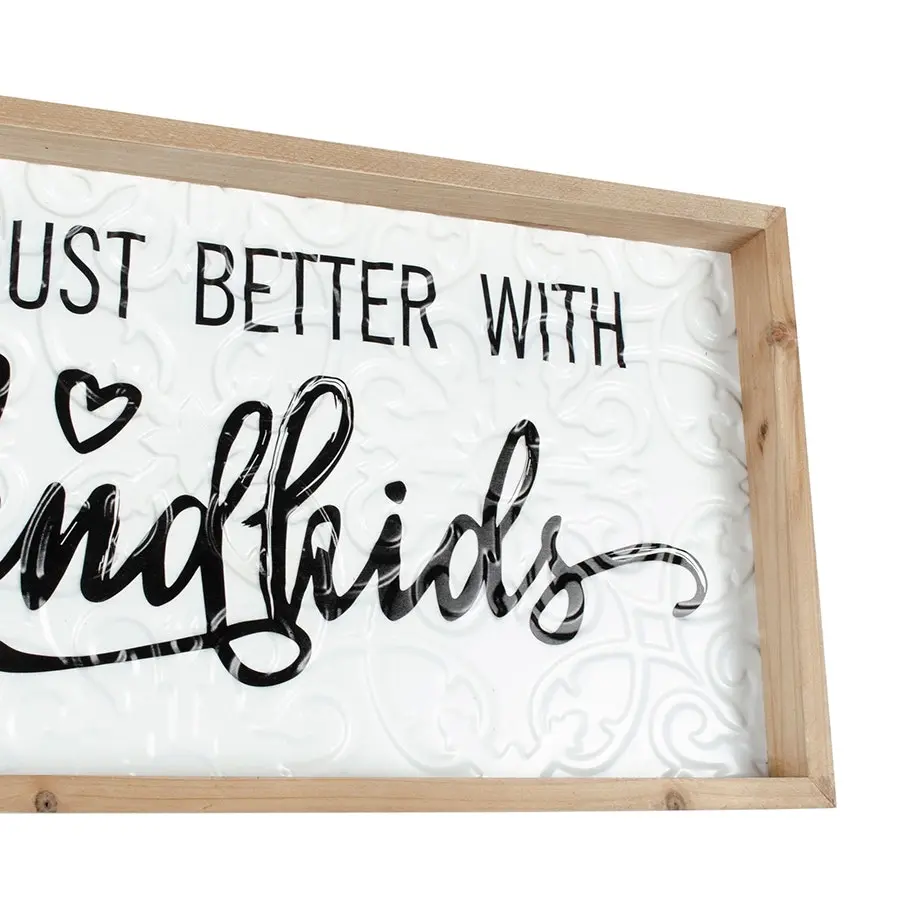 Willow & Silk Pressed Metal Timber Framed 60cm 'Grand Kids' Sign Wall Art