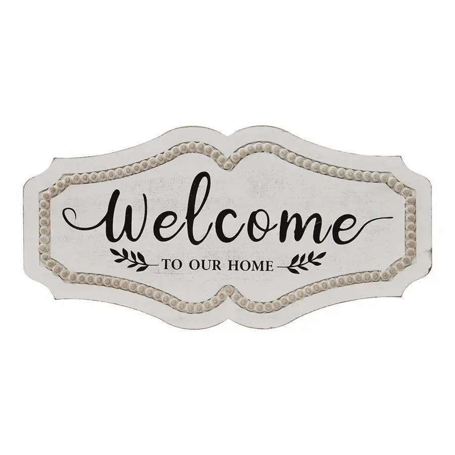 Willow & Silk MDF 48cm 'Welcome to our Home' Plaque Sign Wall Art