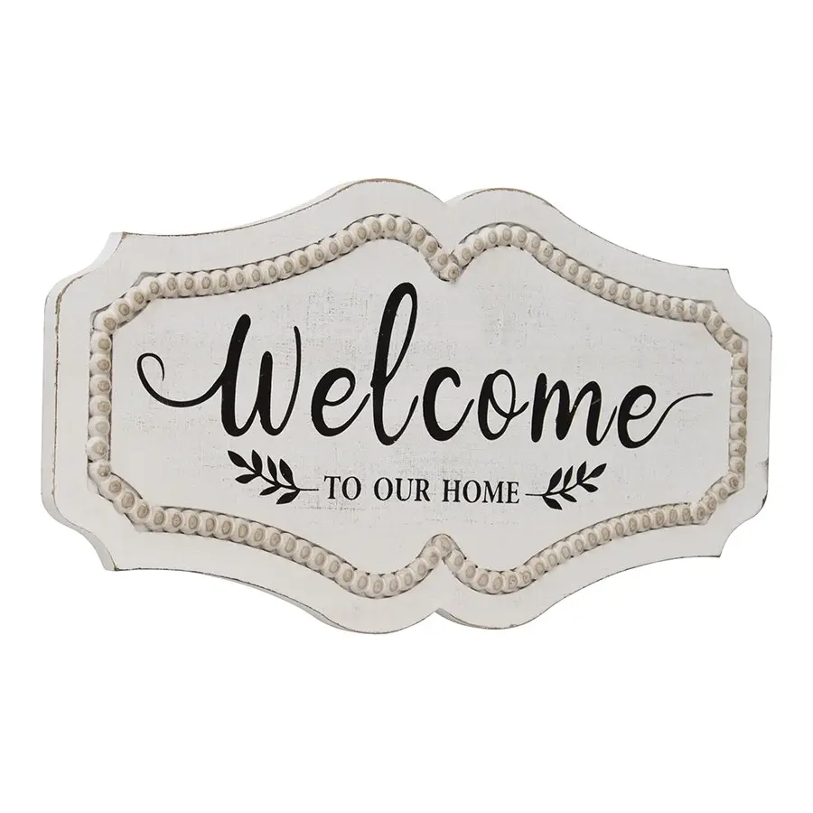 Willow & Silk MDF 48cm 'Welcome to our Home' Plaque Sign Wall Art