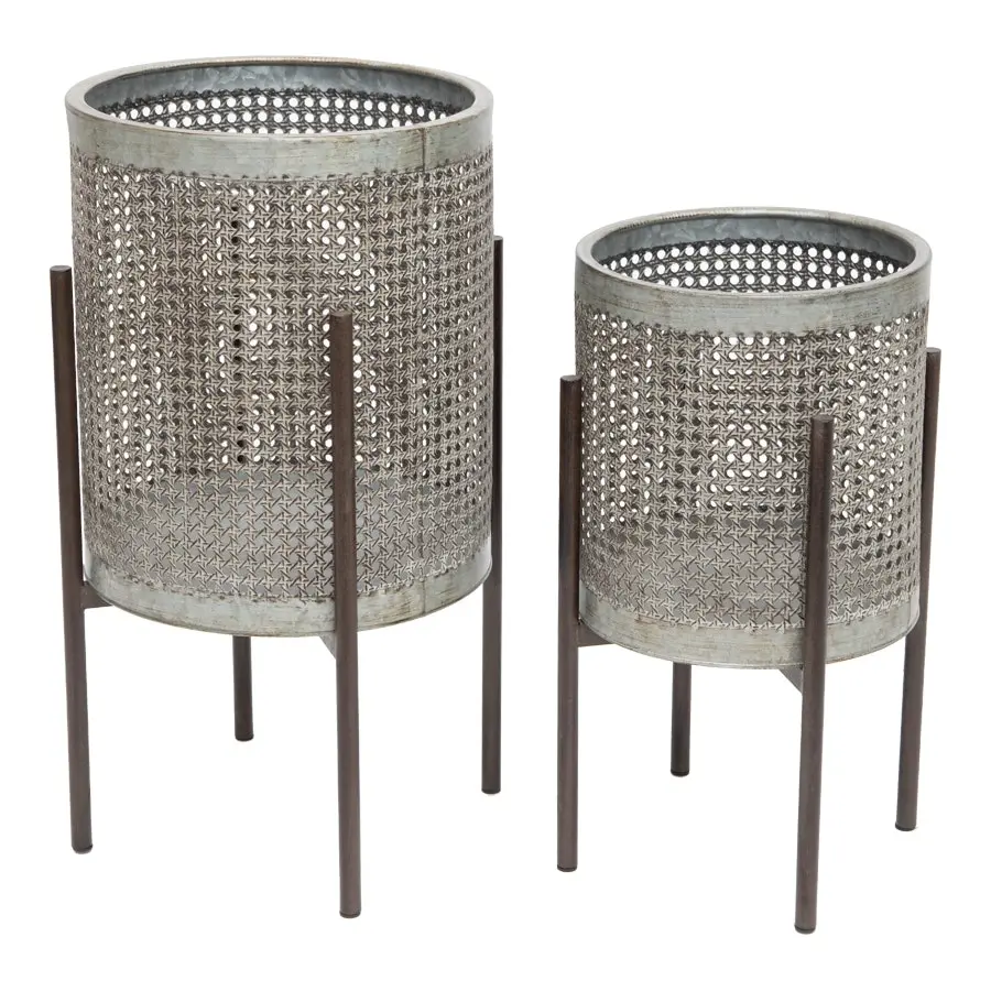 Nested Artisan Stilted Planter Stands Set of 2