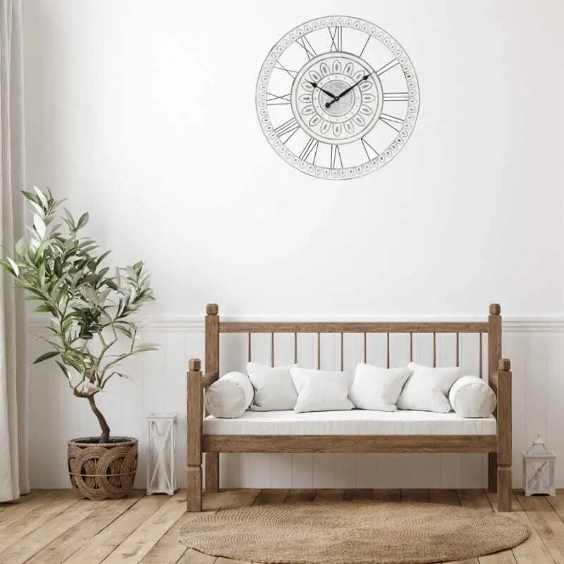 Willow & Silk 70cm Fleur Silent Roman Numerals Wall Clock