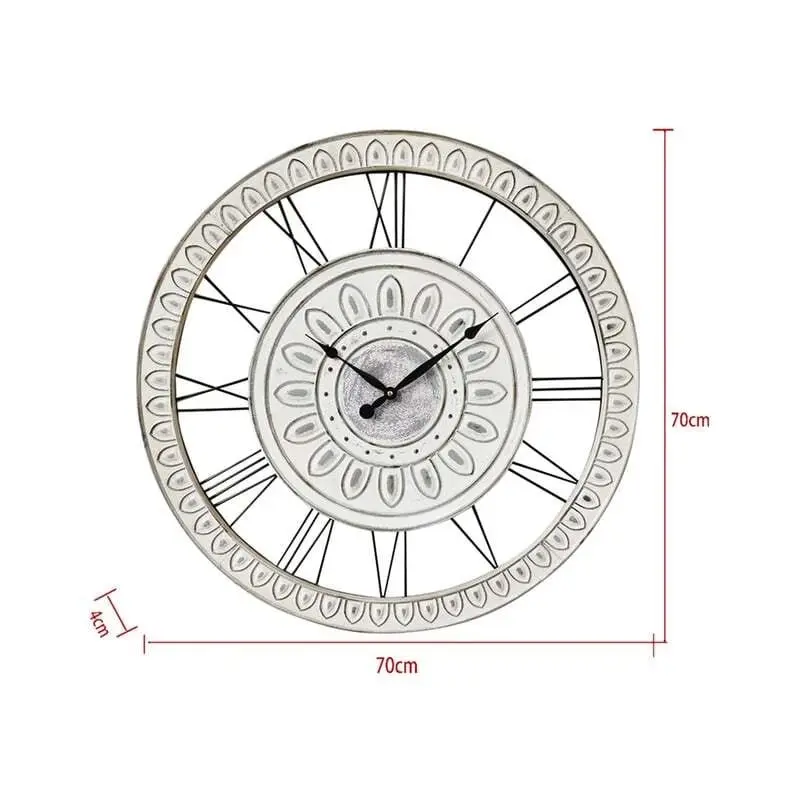 Willow & Silk 70cm Fleur Silent Roman Numerals Wall Clock