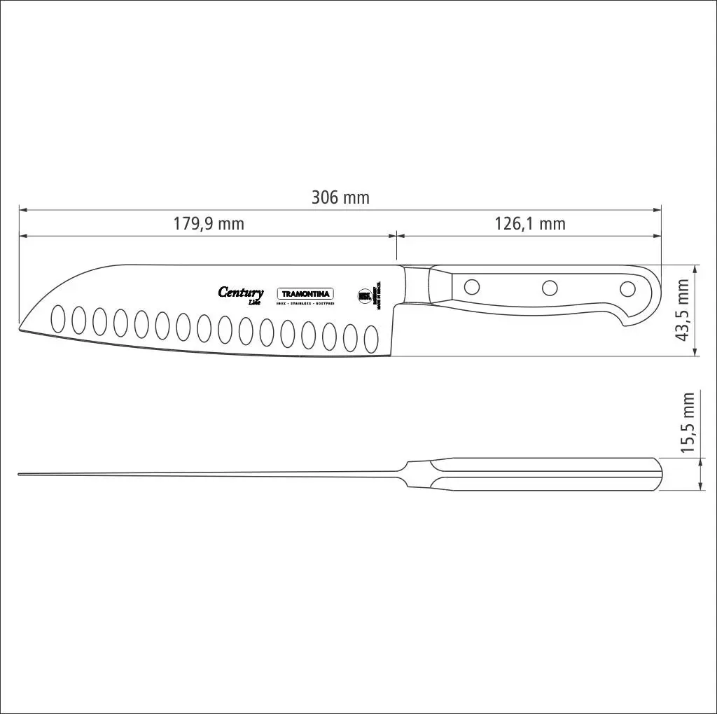 Tramontina Century Cooks Curved Regular Knife, 7"