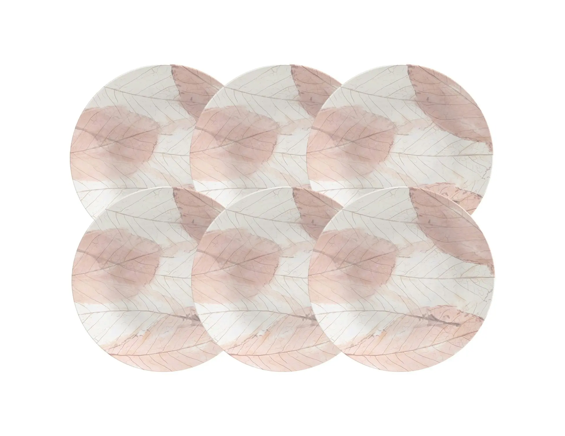 Tramontina Rosé 6-Piece Set Decorated Porcelain Dinner Plate, 28 cm