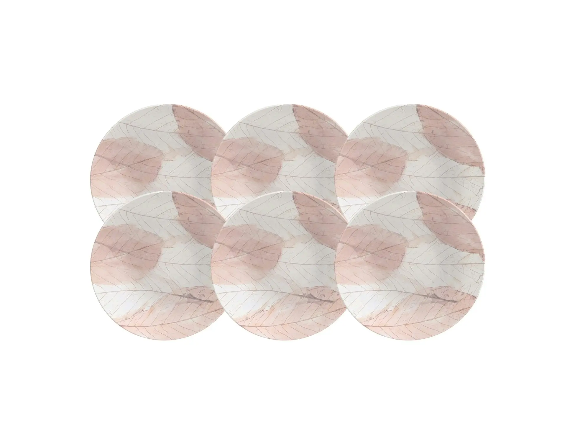 Tramontina Rosé 6-Piece Set of Decorated Porcelain Dessert Plate, 21 cm