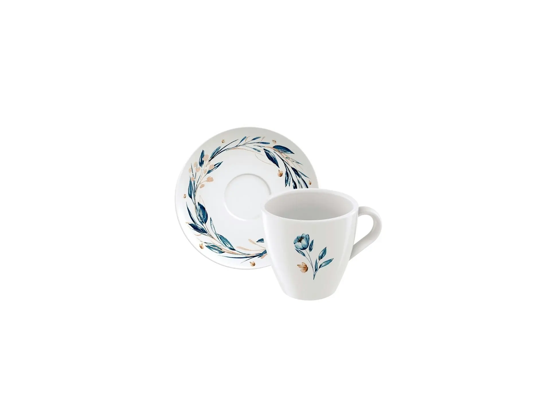 Tramontina Ana Flor 6-Piece Decorated Porcelain Cup and Saucer Set