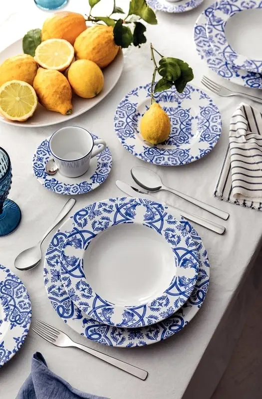 Tramontina Algarve 6-Piece Set of Decorated Porcelain Dinner Plates, 28 cm